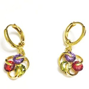 3/$15 Multicolored stone gold dangling earrings